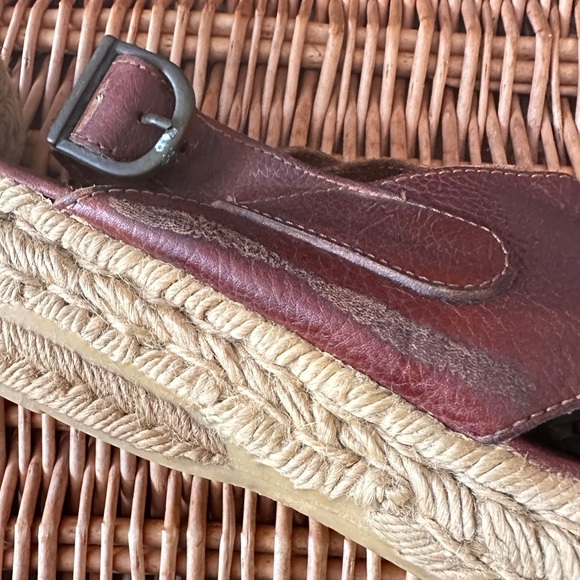 Vintage Leather Espadrilles 7.5 / 38 Platform Flats Sandals Rare Made in Spain - Picture 11 of 16